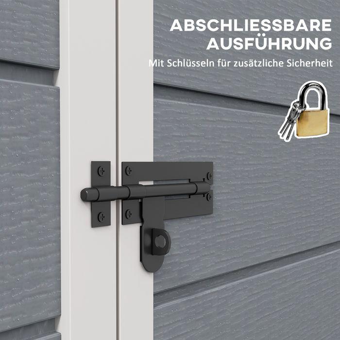 Image du produit Swisshandel24 Gerätehaus 1,54m³, Pultdach, 122x149x192/177 cm, Abschliessbar, Fenster, Alu, Grau