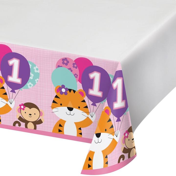 Produktbild Creative Party Tischdecke 1. Geburtstag Geburtstag Mädchen Tiere (137 x 259 cm)