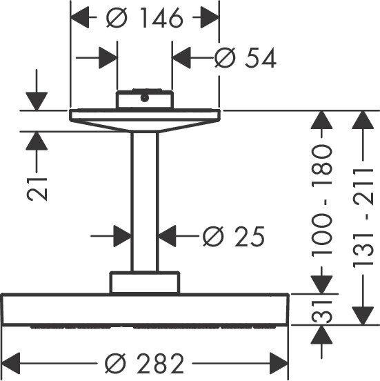 Produktbild Axor One Duschkopf 280 2 Strahlarten mit Deckenanschluss, 48494 (2 Strahlarten, 12.50 l/min)