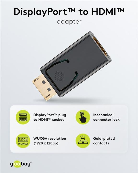 Produktbild Goobay DisplayPort auf HDMI-Adapter 1.1 (DP, 7.60 cm)