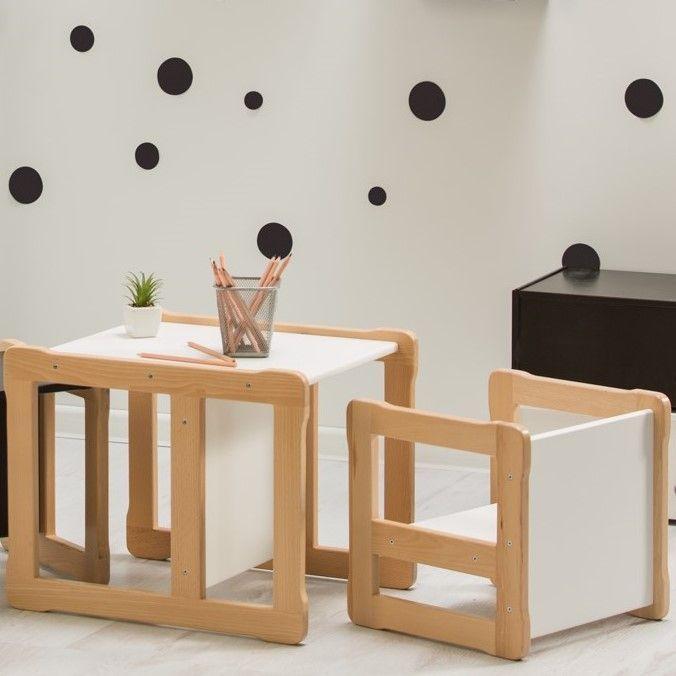 Immagine prodotto Montessori Tavolo multifunzionale + sedia - MINZE ® mobili per bambini (Tavolo per bambini, Seggiolone)