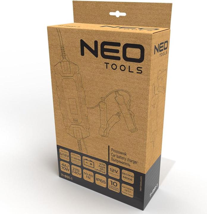Actual product image Neo Automatic charger 4A/70W 3-120Ah for acid / AGM / GEL batteries