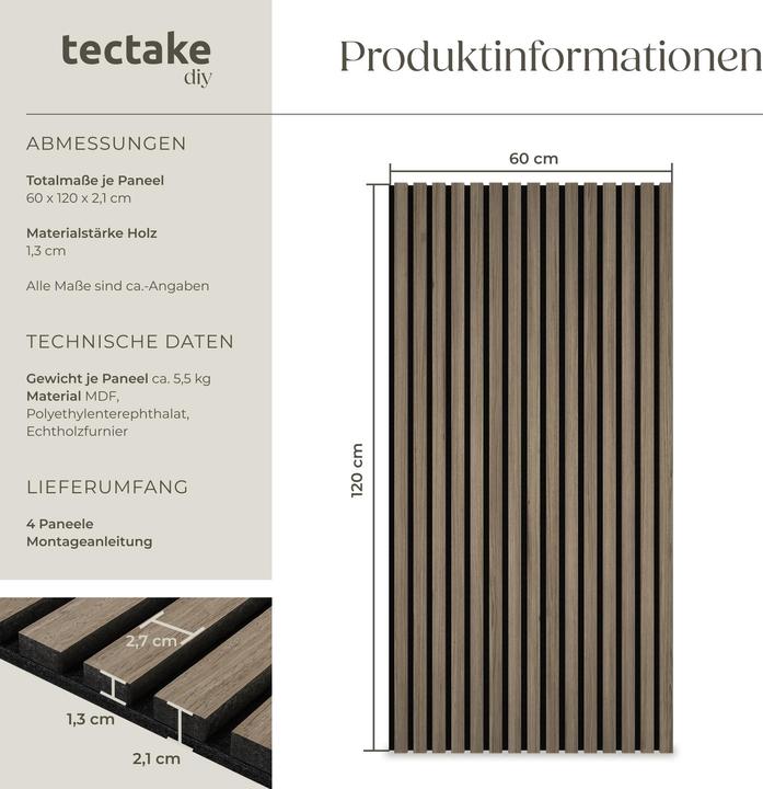 Image du produit tectake Lot de panneaux acoustiques Sonic Wall aspect bois (4 pcs)
