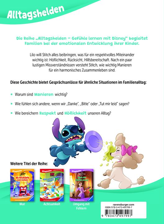 Image du produit Ravensburger Alltagshelden Gefühle lernen mit Disney: Disney Lilo & Stitch: Benimm dich, Stitch! Über Manieren (Allemand, La Walt Disney Company, 2024)