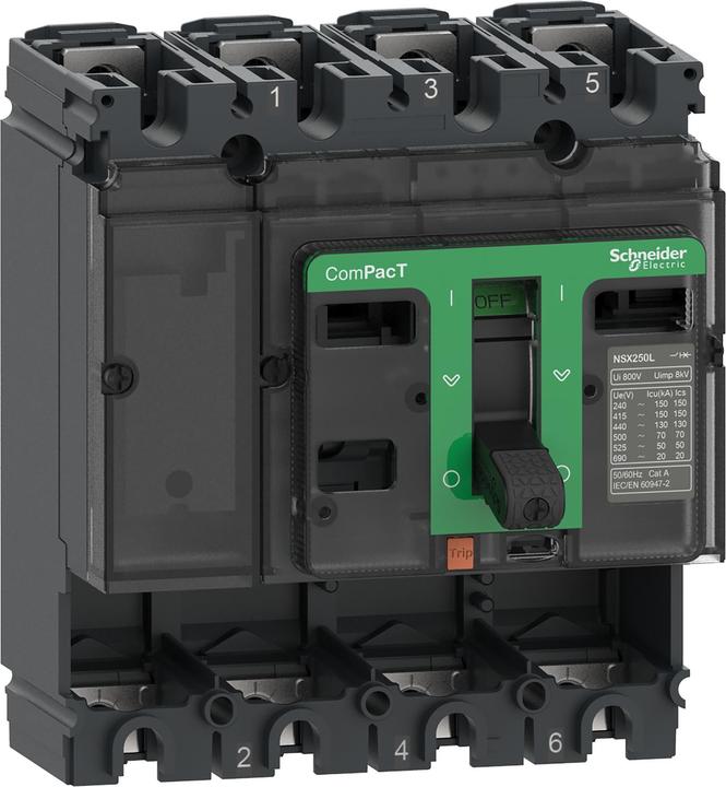 Produktbild Schneider Electric Maksimalafbryder uden strømrelae, ComPacT NSX160F, 36 kA ved 415 VAC 50/60 Hz, 160