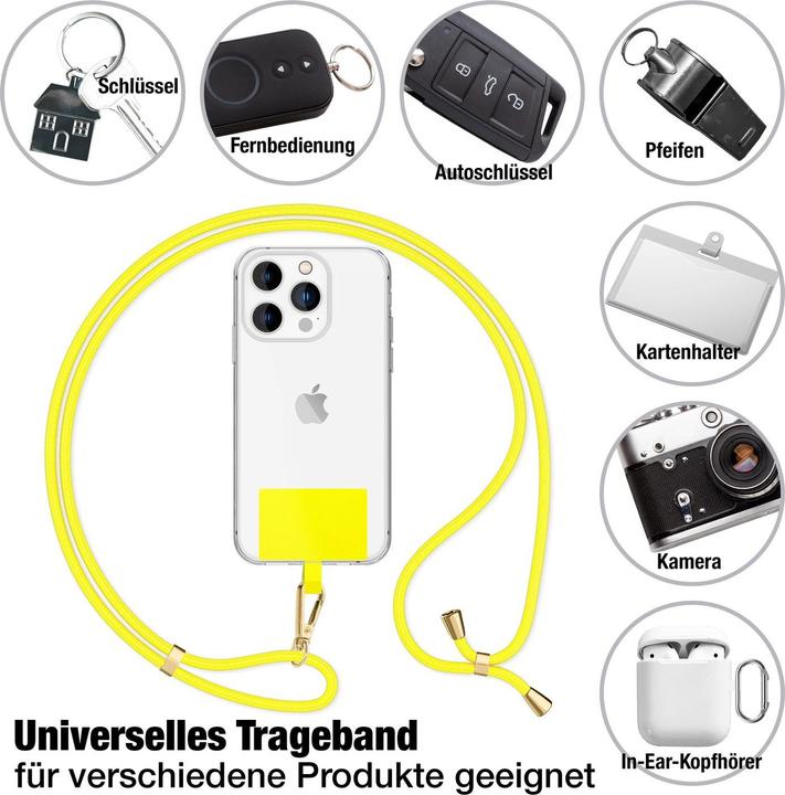 Immagine prodotto Nalia Handyband + Pad für Hülle zum Umhängen, Karabinerhaken Anhänger aus Metall (gold)
