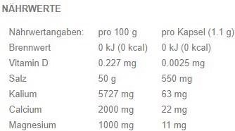 Nährwerte und Zutaten Saltstick Caps (100 Stück, Kapseln, 110 g)