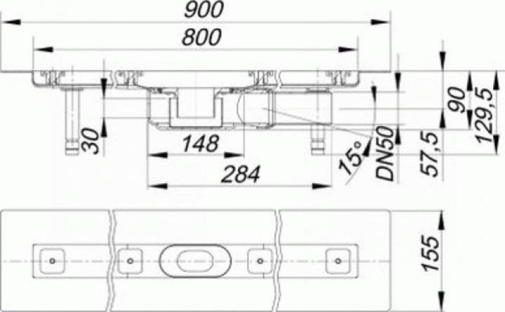 Actual product image Dallmer Shower channel CERALINE PLAN F, DN 50 lateral, BH 90 mm, 800 mm (1050 mm)