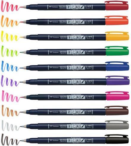 Actual product image Tombow Fudenosuke (Multicoloured, 10 x)