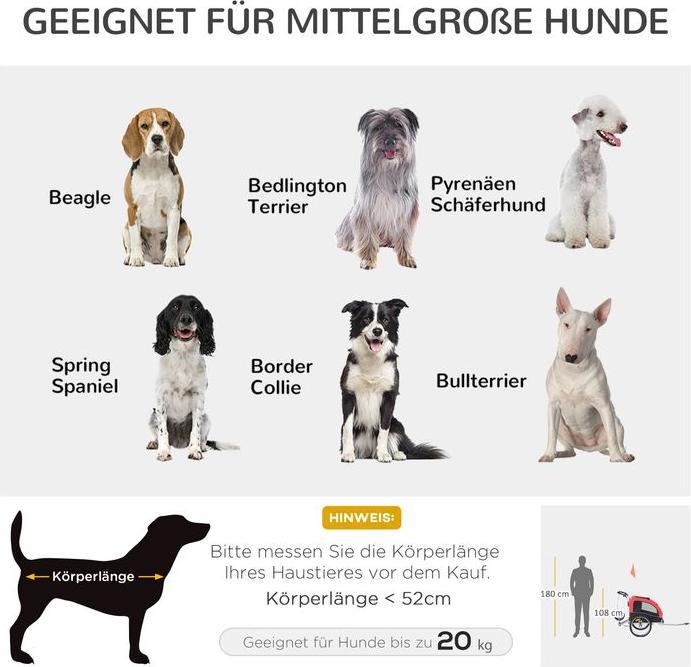 Produktbild Swisshandel24 Hundeanhänger Jogger Fahrradanhänger Hunde Hunde-Fahrradanhänger Rot+Schwarz 155 x 83 x 108 cm