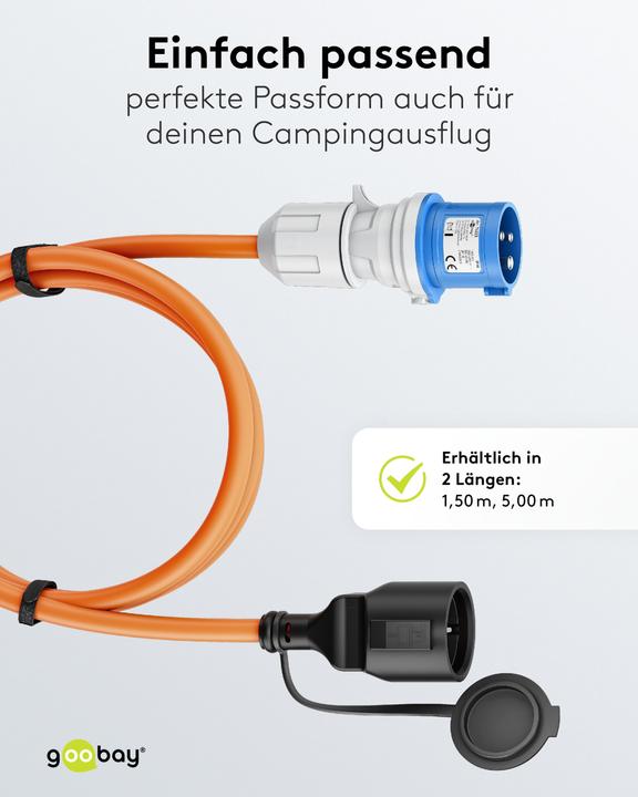 Produktbild Goobay CEE-Adapterleitung, CEE-Stecker auf Schutzkontakt-Kupplung, 5 m (5 m, CEE 16/5)