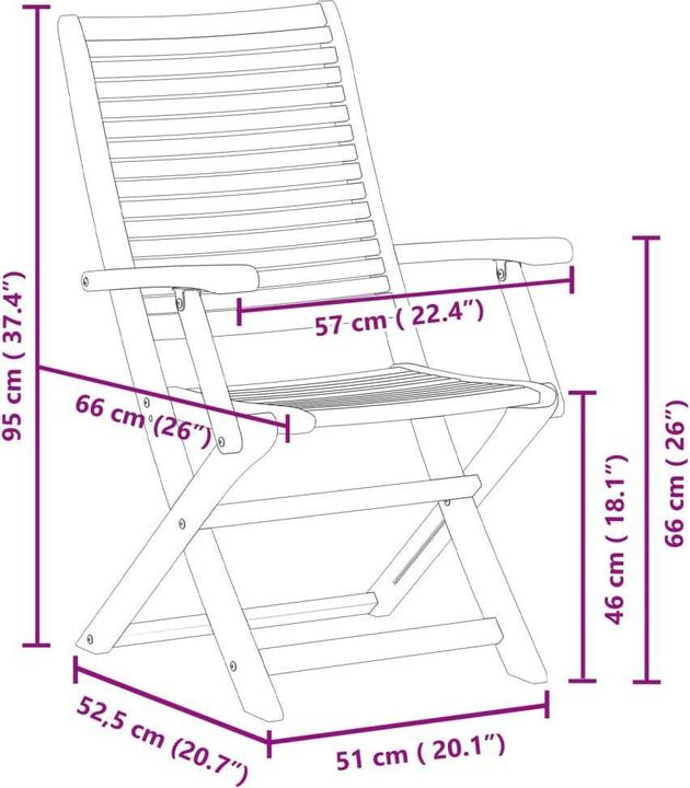 Image du produit VidaXL Chaises de jardin avec accoudoirs 2 pcs. Pliable Acacia