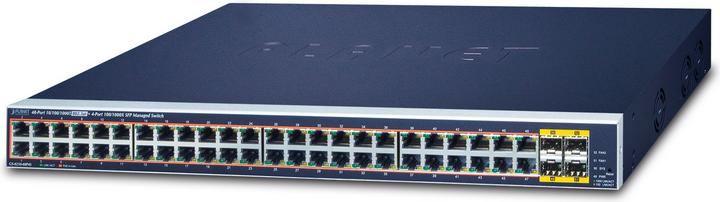 Immagine prodotto Planet 48 porte 10/100/1000T 802.3at PoE + 4 porte 100/1000BASE-X SFP Managed Switch / 440W (48 Porti)