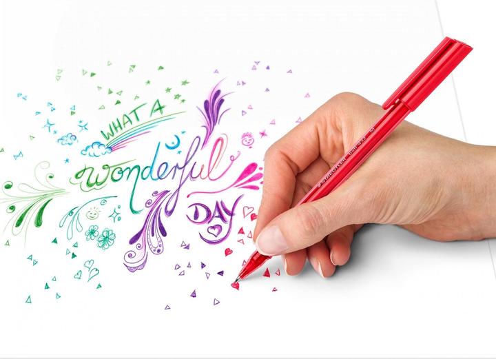 Produktbild Staedtler Kugelschreiber ball 432, M, 10er Polybeutel dreieckig, Schaft, Kappe, und Clip in Strichfarbe, doku