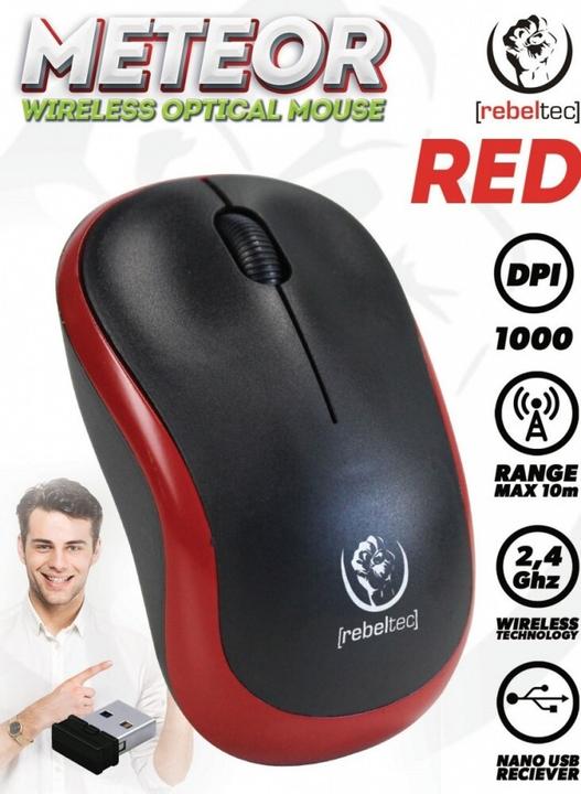 Image du produit Rebeltec optical BT mouse METEOR red (Sans fil)