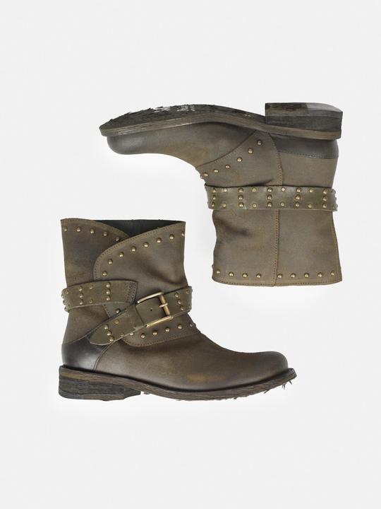 Produktbild Felmini GREDO D905 Bikerstiefel mit dekorativen Nieten entlang des Schafts und Schnallenriemen, mit einem Vi (39)