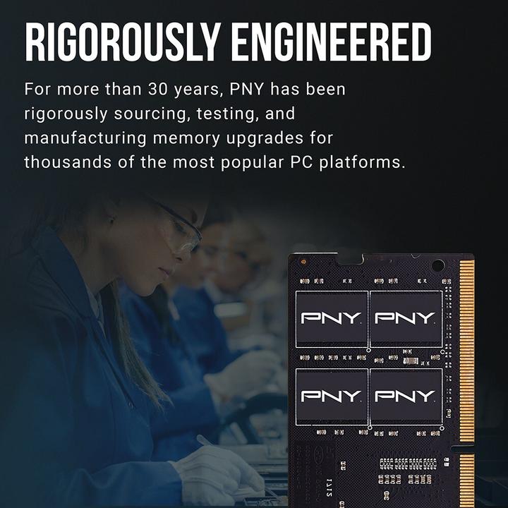 Immagine prodotto PNY Memoria per notebook Performance, SODIMM, DDR4, 16 GB, 3200 MHz, CL22 (MN16GSD43200-TB) (1 x 16GB, 3200 MHz, DDR4-RAM, SO-DIMM)