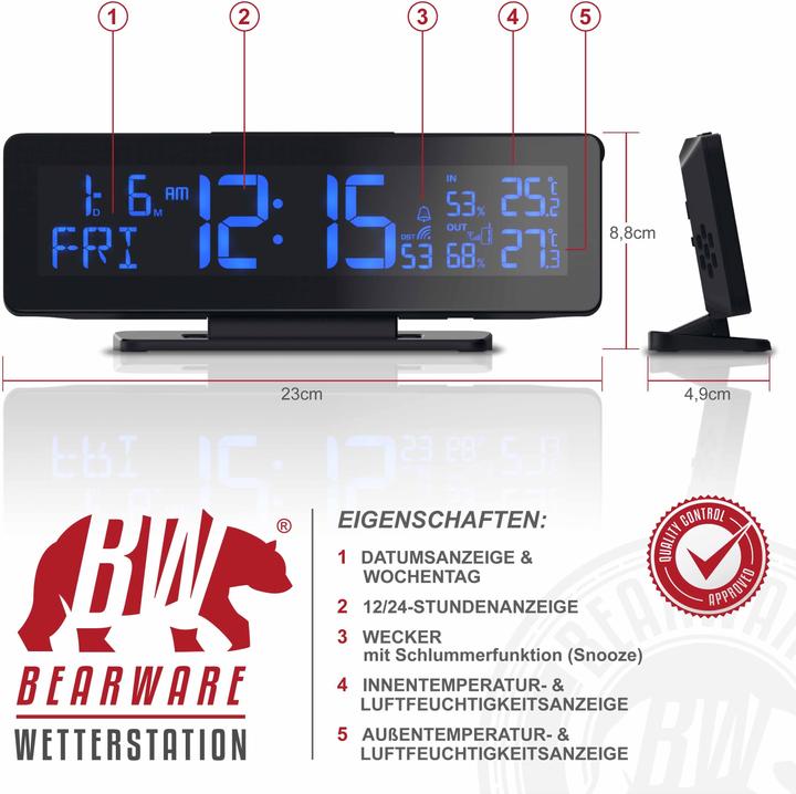 Image du produit Bearware Station météo sans fil avec capteur extérieur
