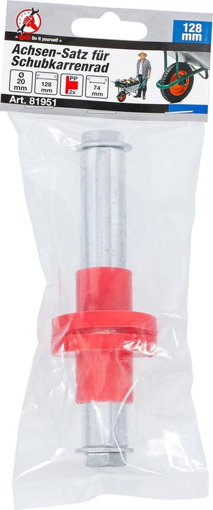 Image du produit BGS Kit d’essieux pour roue de brouette | 128 mm | Ø 20 mm | avec 2 douilles d’écartement