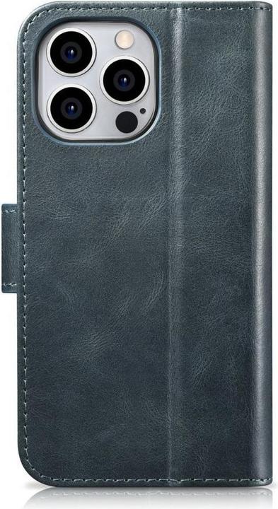 Actual product image iCarer Oil Wax Wallet Case 2in1 Cover iPhone 14 Pro Anti-RFID Leather Flip Case Blue (WMI14220722-BU (Apple iPhone 14 Pro)
