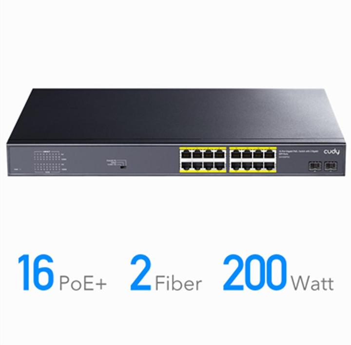 Produktbild Cudy GS1020PS2 network switch Gigabit Ethernet (10/100/1000) Power over Ethernet (PoE) Black (18 Ports)