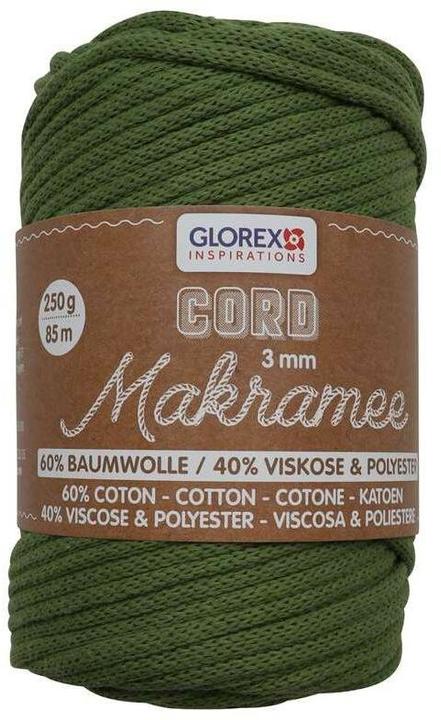 Immagine prodotto Glorex Corda di lana macramé tessuta 3 mm, 250 g, verde oliva (85 m)