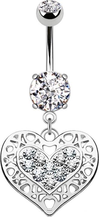 Immagine prodotto Star Piercing Banana in argento con ciondolo a cuore tribale e cristallo (Ottone, Acciaio chirurgico 316L)