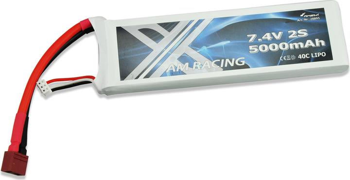 Actual product image Amewi LiPo battery 2S 7,4V 5000mAh 40C softcase, 5mm gold contacts (7.40 V, 5000 mAh)