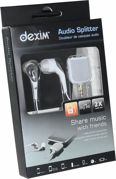 Immagine prodotto Dexim Splitter audio con cuffie In-Ear aggiuntive bianco (Cablato)