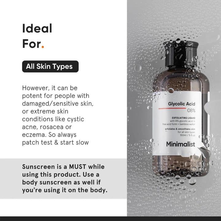 Actual product image Minimalist Glycolic Acid 08% Exfoliating Liquid (Exfoliation, 150 ml)