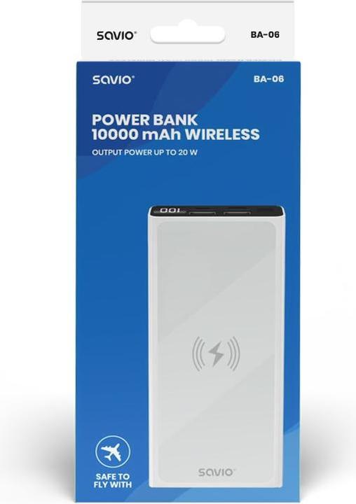 Image du produit Savio Banque d'alimentation 10000 mAh bias BA-06 (10000 mAh, 20 W, 37 Wh)