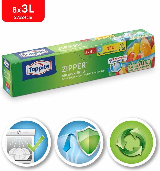 Produktbild Toppits Zipper 8 x 3L (8 x)