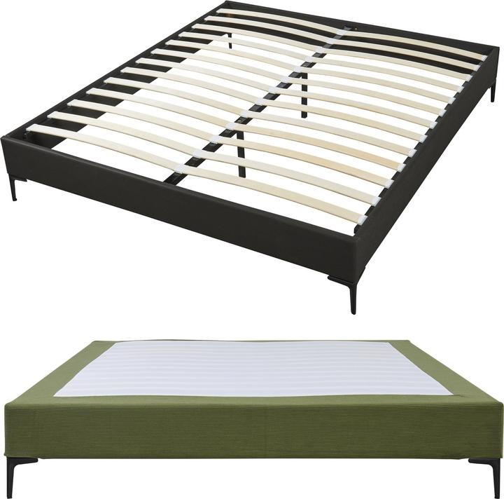 En.Casa Lit double Lilla Cord 160x200 cm Vert (160 x 200 cm)
