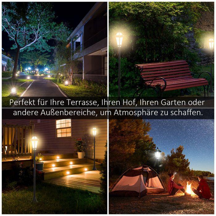 Actual product image Swisshandel24 Solar garden lantern, set of 2, garden light, path light with LED, 6-8 hrs, stainless steel black (IP44)