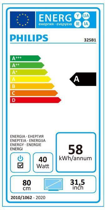 Energy Label Philips 325B1L/00 (2560 x 1440 pixels, 31.50")