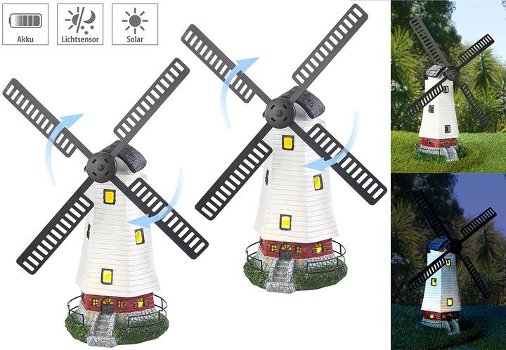 Produktbild Lunartec 2er-Set Solar-Deko-Windmühlen