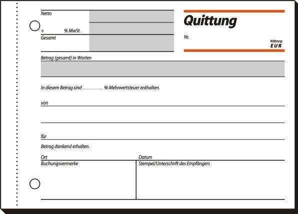 Actual product image Sigel Form book "Receipt", simple typesetting, A6 landscape (50 x)