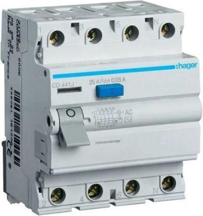 Actual product image Hager RCD 4P 40A 0.03A AC CDC440J