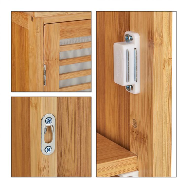 Immagine prodotto Relaxdays Pensile da Bagno, Bambù (35 x 20 x 66 cm)