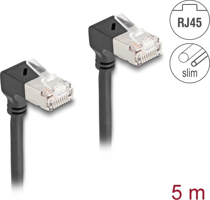 Immagine prodotto Delock Cavo di rete RJ45 Cat.6A S/FTP Slim 90° inferiore / inferiore (S/FTP, CAT6a, 5.50 m)