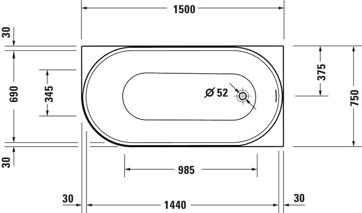 Produktbild Duravit DuraSenja Badewanne (215 l, 150 cm, 75 cm)