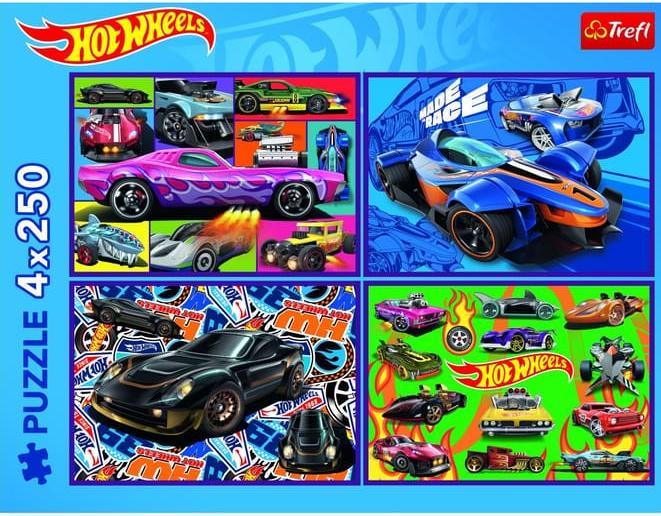 Image du produit Trefl Puzzle 4 x 250 - Mattel Hot Wheels (250 pièces)