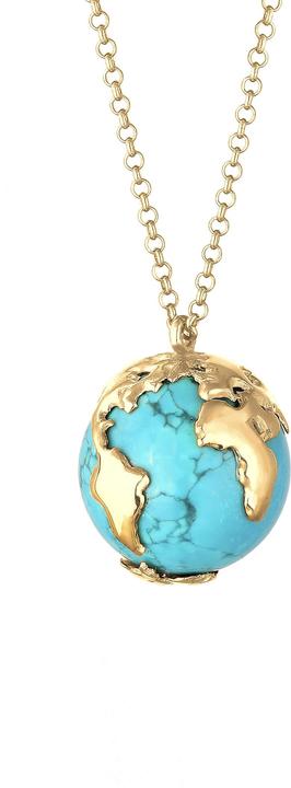 Actual product image Elli Necklace pea necklace globe globe syn. howlite 925 silver (925 sterling silver, Synthetic turquoise, 70 cm)
