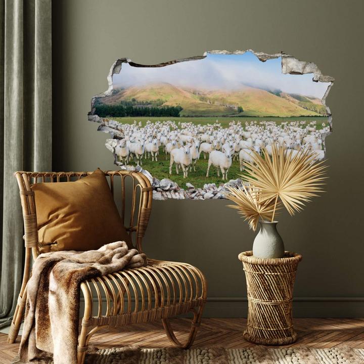 Actual product image Trenddeko 3D - flock of sheep in New Zealand (60 x 36 cm)