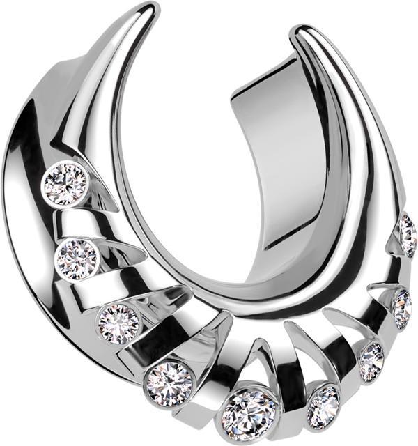 Immagine prodotto Star Piercing Sella raggi argento con cristalli argento (senza ottone, Acciaio chirurgico 316L)