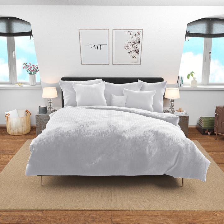 Image du produit Lotus Bettwaren Parure de lit en satin seersucker uni (Housse de couette, 200 x 210 cm)
