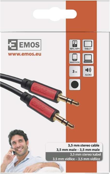 Produktbild Emos Klinkenkabel 3,5mm stereo, Stecker - 3,5mm Stecker, 3m (3 m)