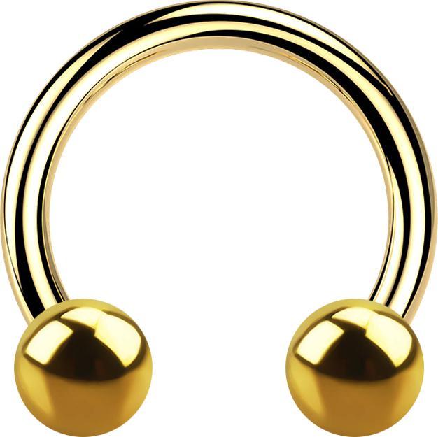 Star Piercing Circular Barbell vergoldet mit zwei Kugeln (ohne Messing, Chirurgenstahl 316L)