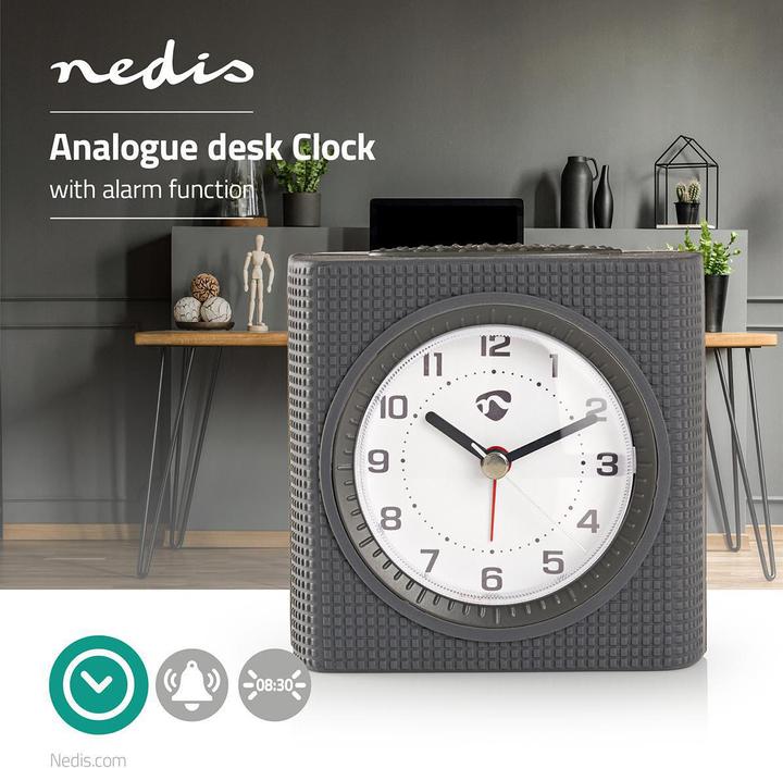 Nedis Alarm clock, analogue, grey light