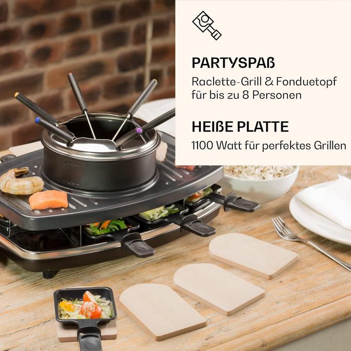 Immagine prodotto Klarstein Entrecôte 2-in-1 Raclette Fondue Combi Nero, con sottopentola per padella